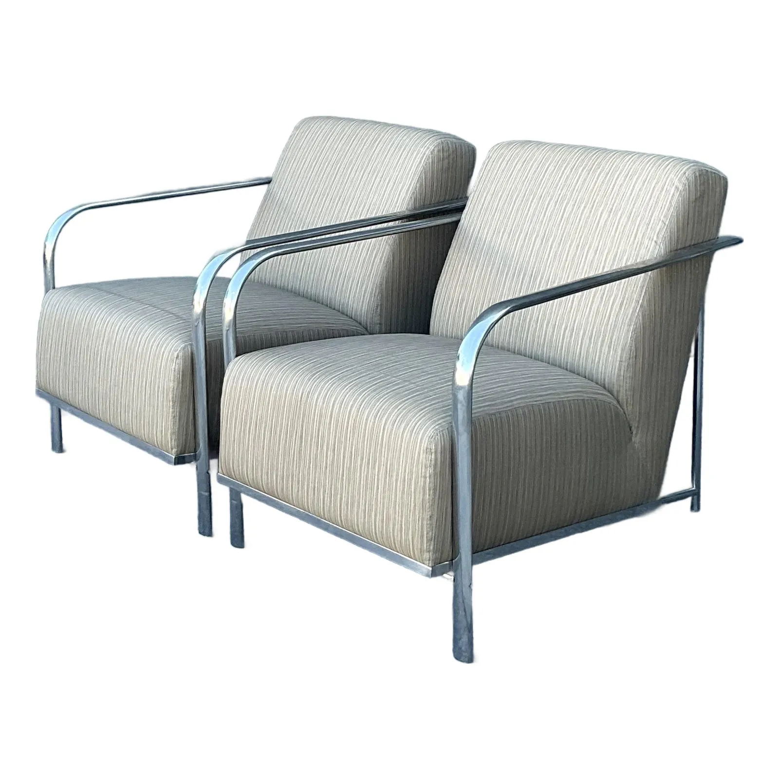 Vintage Boho Chrome Frame Lounge Chairs - A Pair — additional photo 1