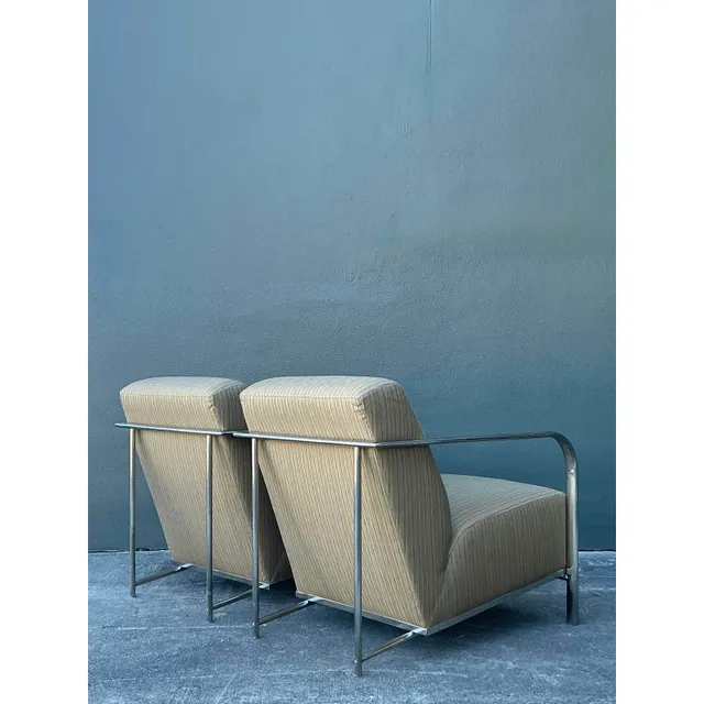 Vintage Boho Chrome Frame Lounge Chairs - A Pair — additional photo 6