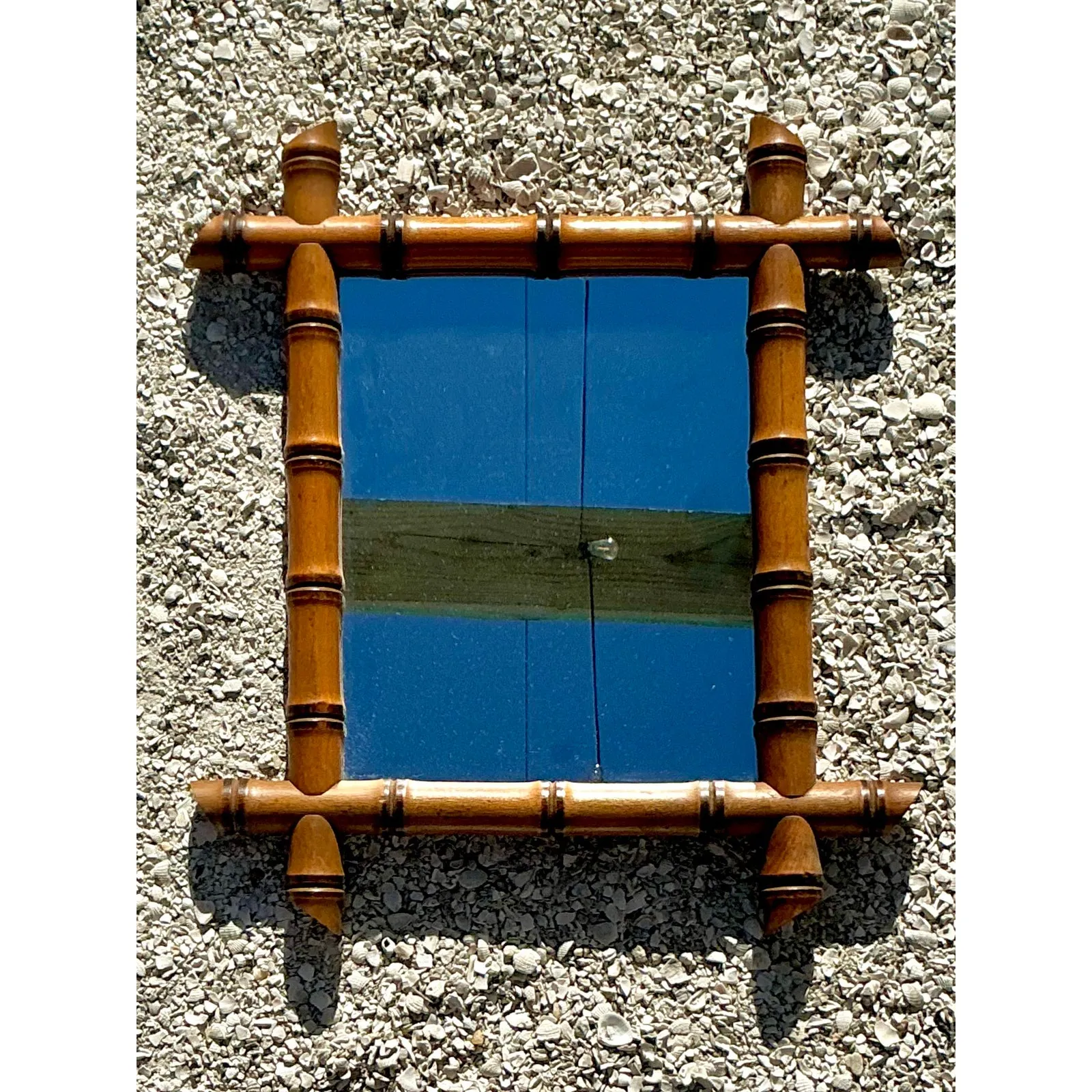 Vintage Boho Carved Bamboo Mirror — additional photo 4