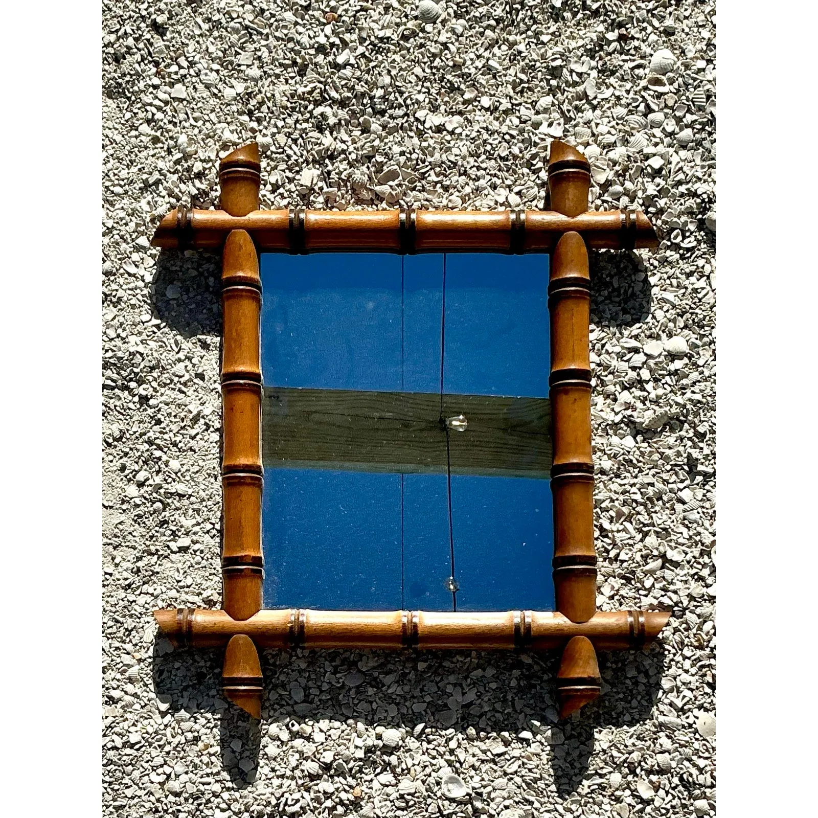 Vintage Boho Carved Bamboo Mirror — additional photo 7