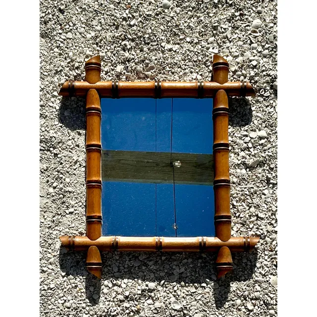 Vintage Boho Carved Bamboo Mirror — additional photo 7