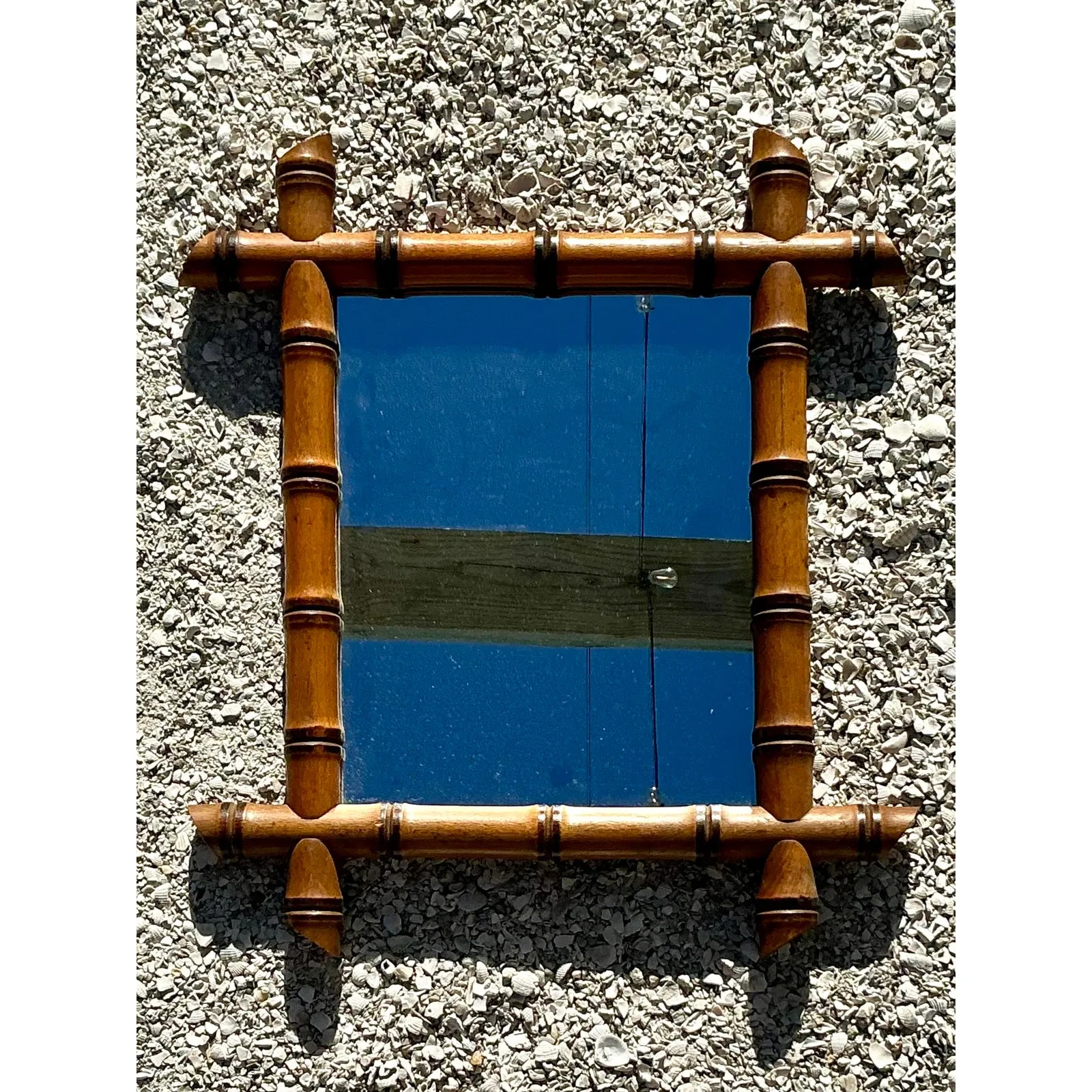 Vintage Boho Carved Bamboo Mirror — additional photo 8