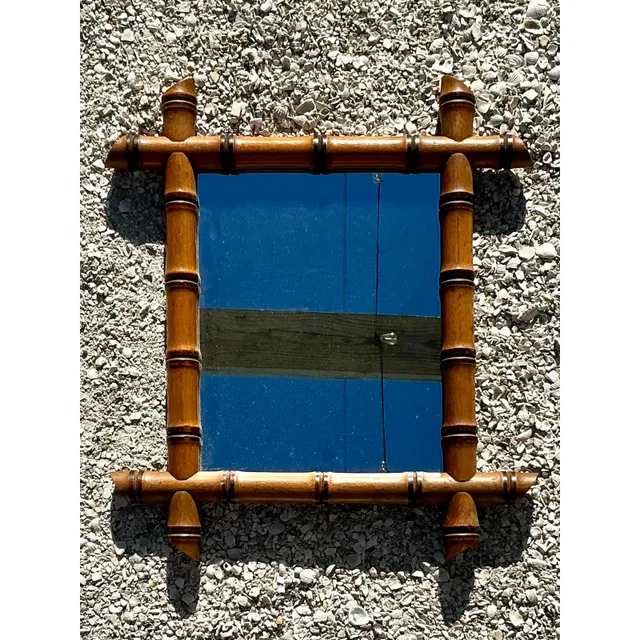 Vintage Boho Carved Bamboo Mirror — additional photo 8