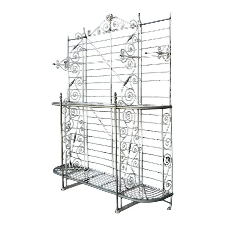 Vintage Boho French Wrought Iron and Brass Bakers Rack — additional photo 1