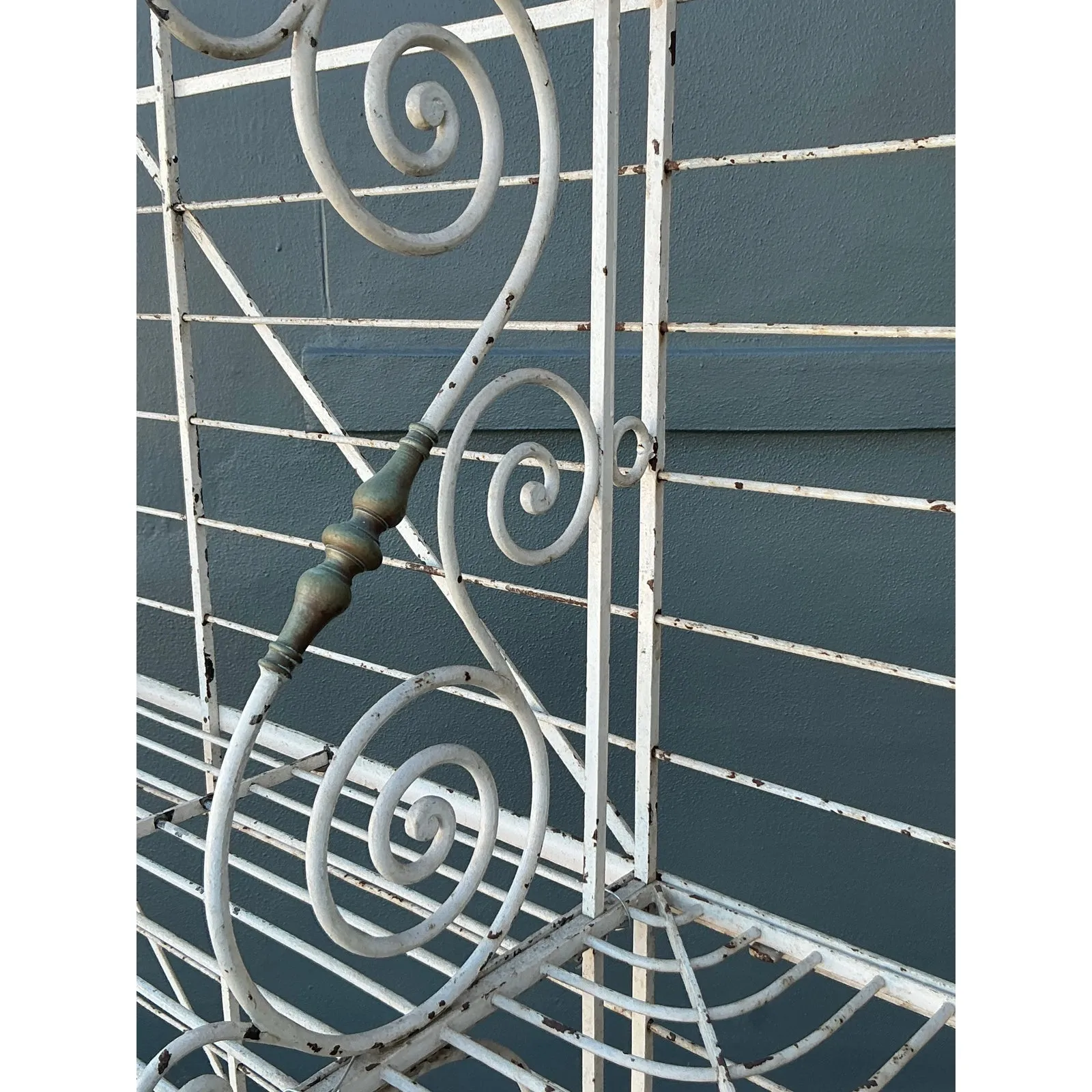 Vintage Boho French Wrought Iron and Brass Bakers Rack — additional photo 7