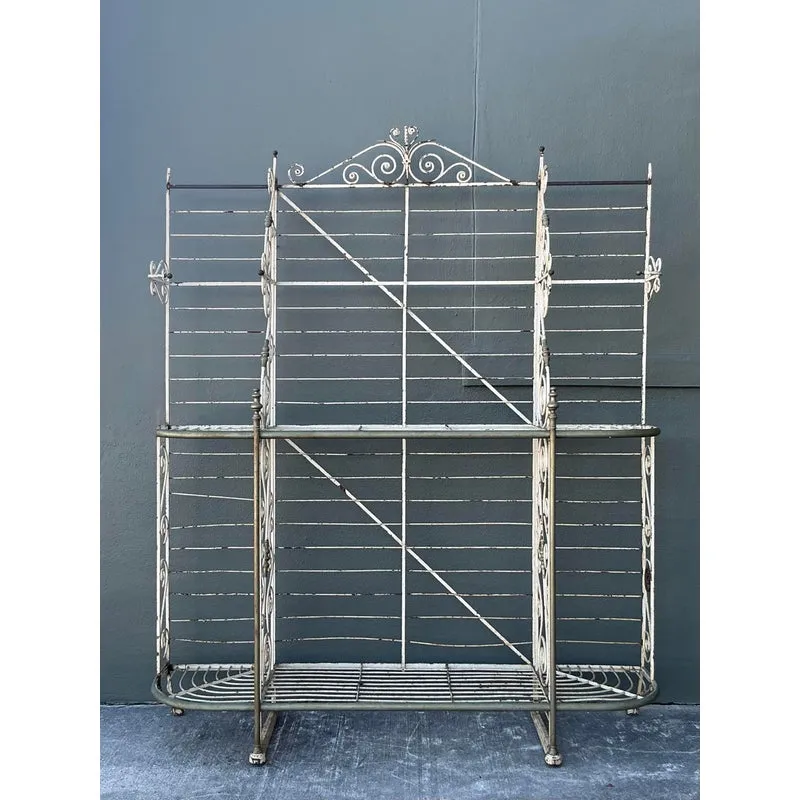 Vintage Boho French Wrought Iron and Brass Bakers Rack — additional photo 2