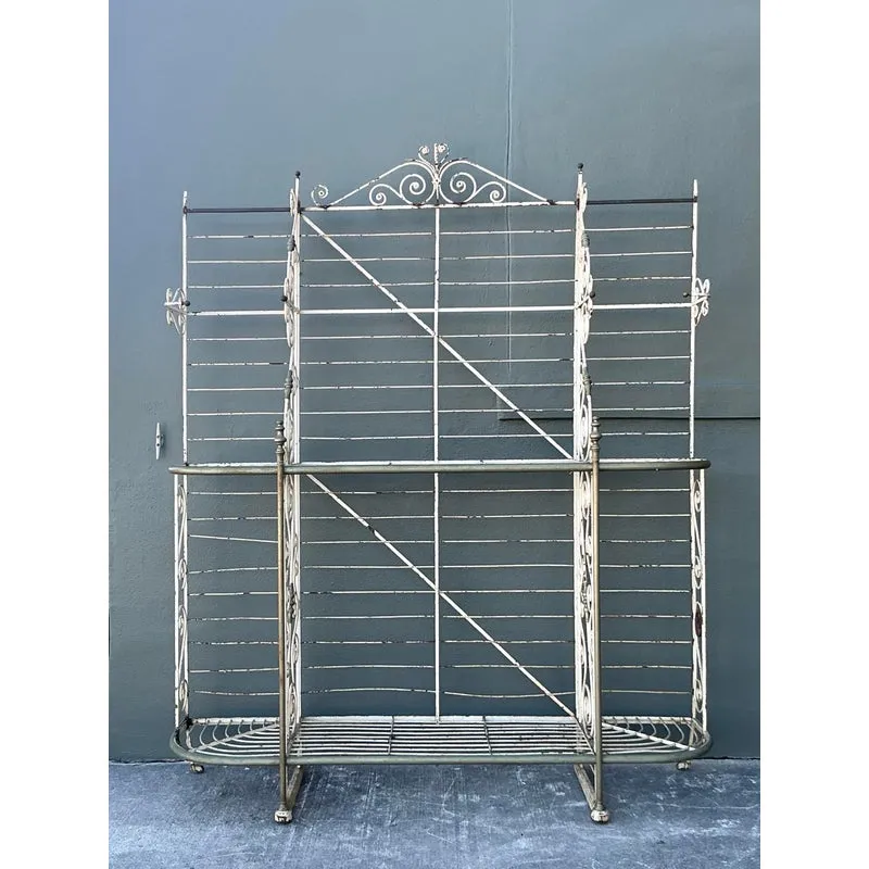 Vintage Boho French Wrought Iron and Brass Bakers Rack — additional photo 4