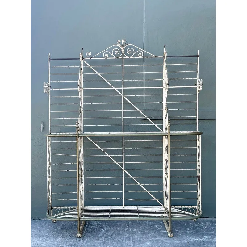 Vintage Boho French Wrought Iron and Brass Bakers Rack — additional photo 6