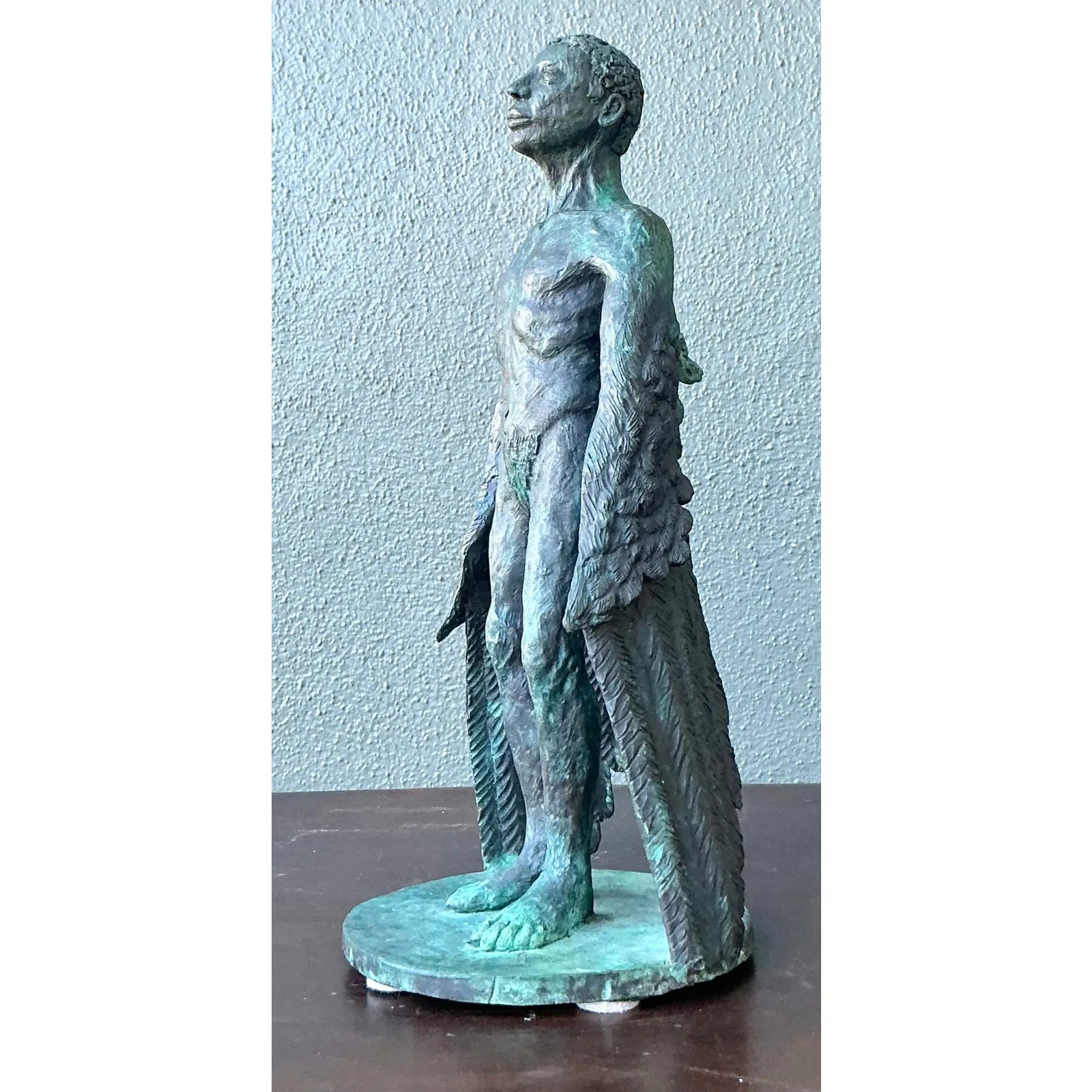 Vintage Boho Bronze Sculpture of Winged Man — additional photo 4