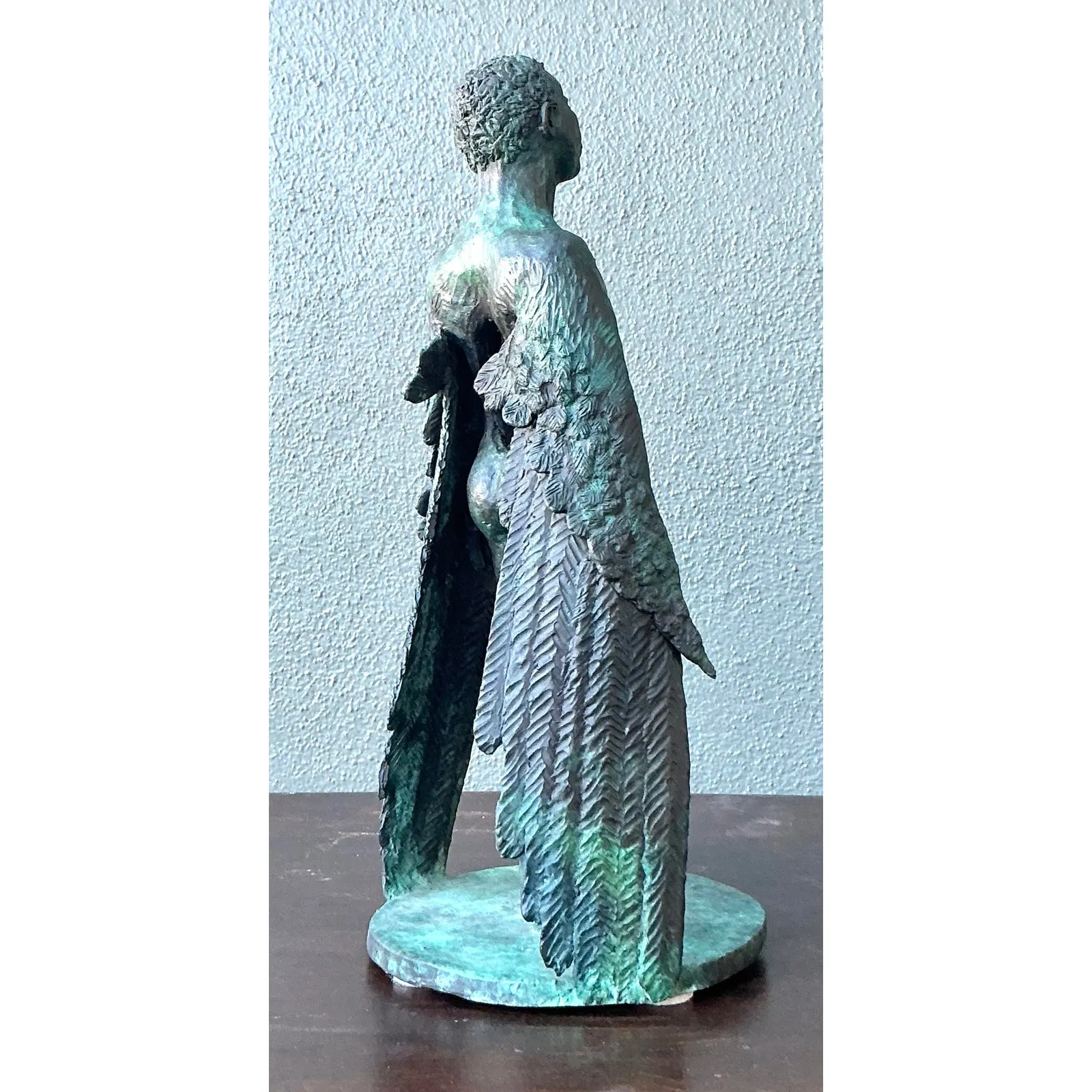 Vintage Boho Bronze Sculpture of Winged Man — additional photo 5