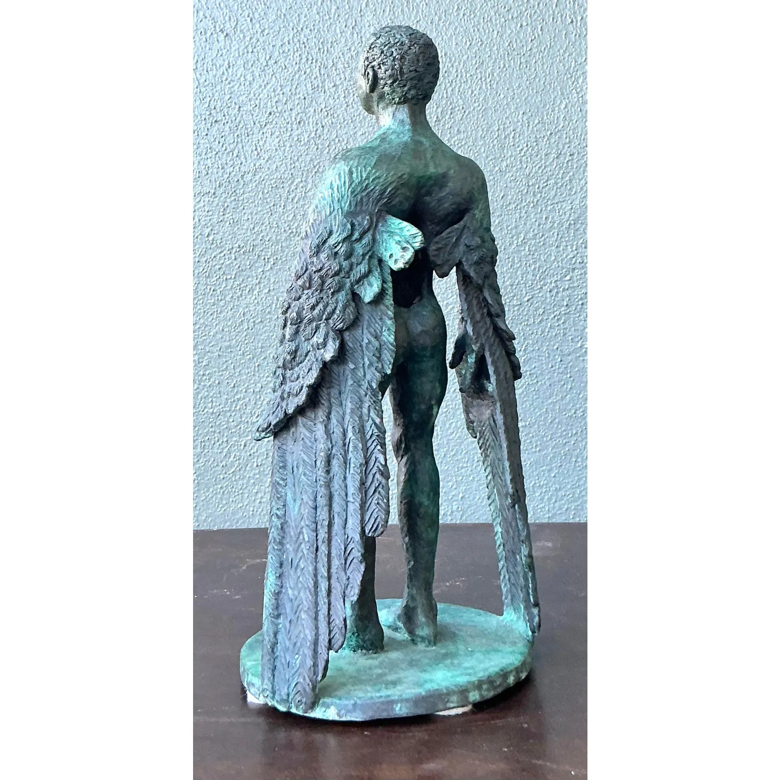Vintage Boho Bronze Sculpture of Winged Man — additional photo 6