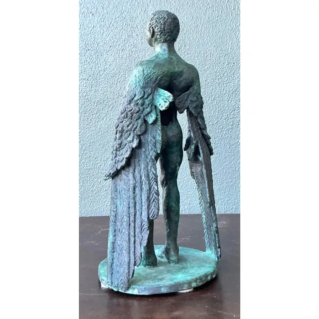 Vintage Boho Bronze Sculpture of Winged Man — additional photo 6