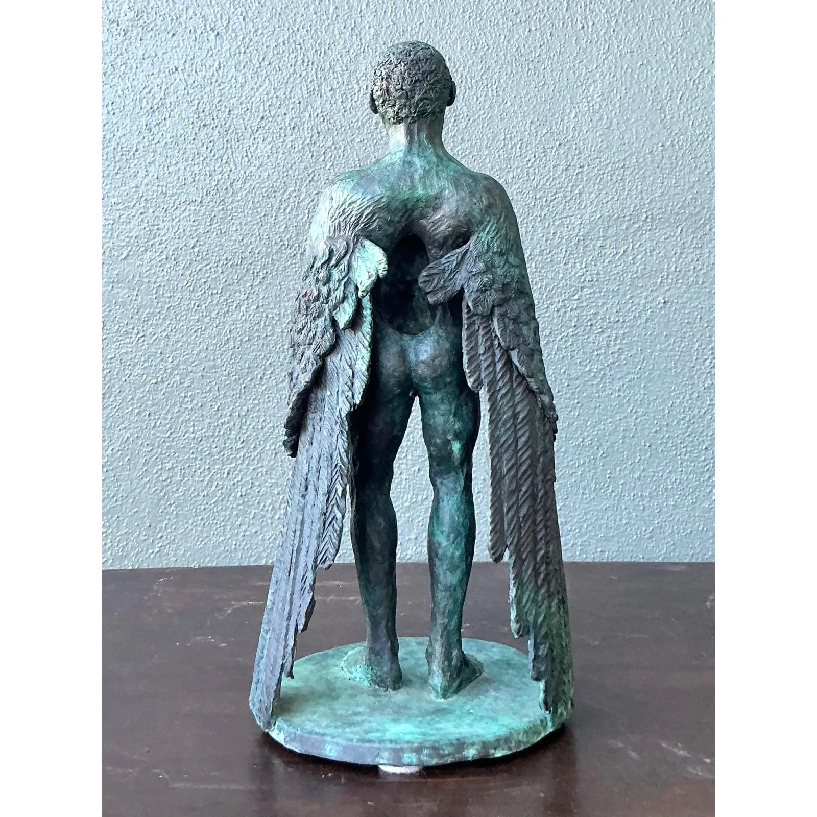 Vintage Boho Bronze Sculpture of Winged Man — additional photo 8