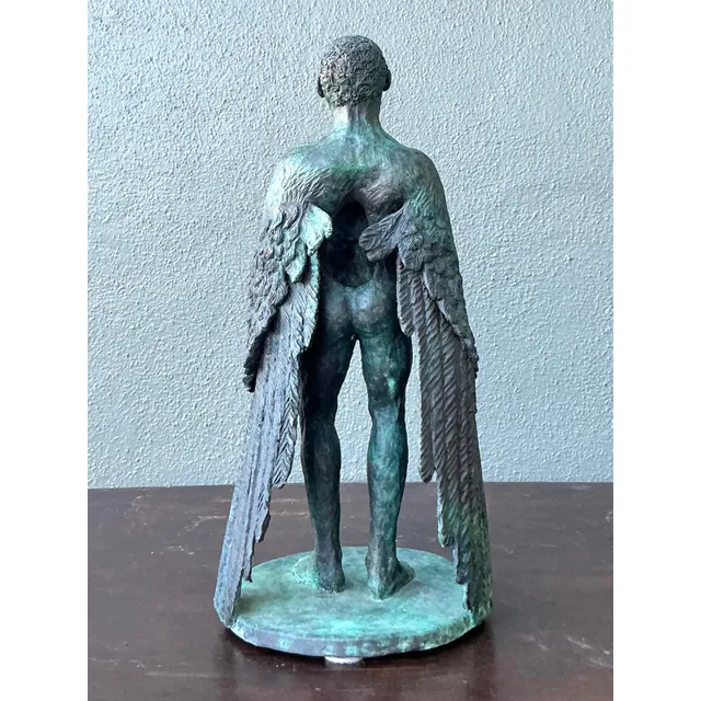 Vintage Boho Bronze Sculpture of Winged Man — additional photo 8