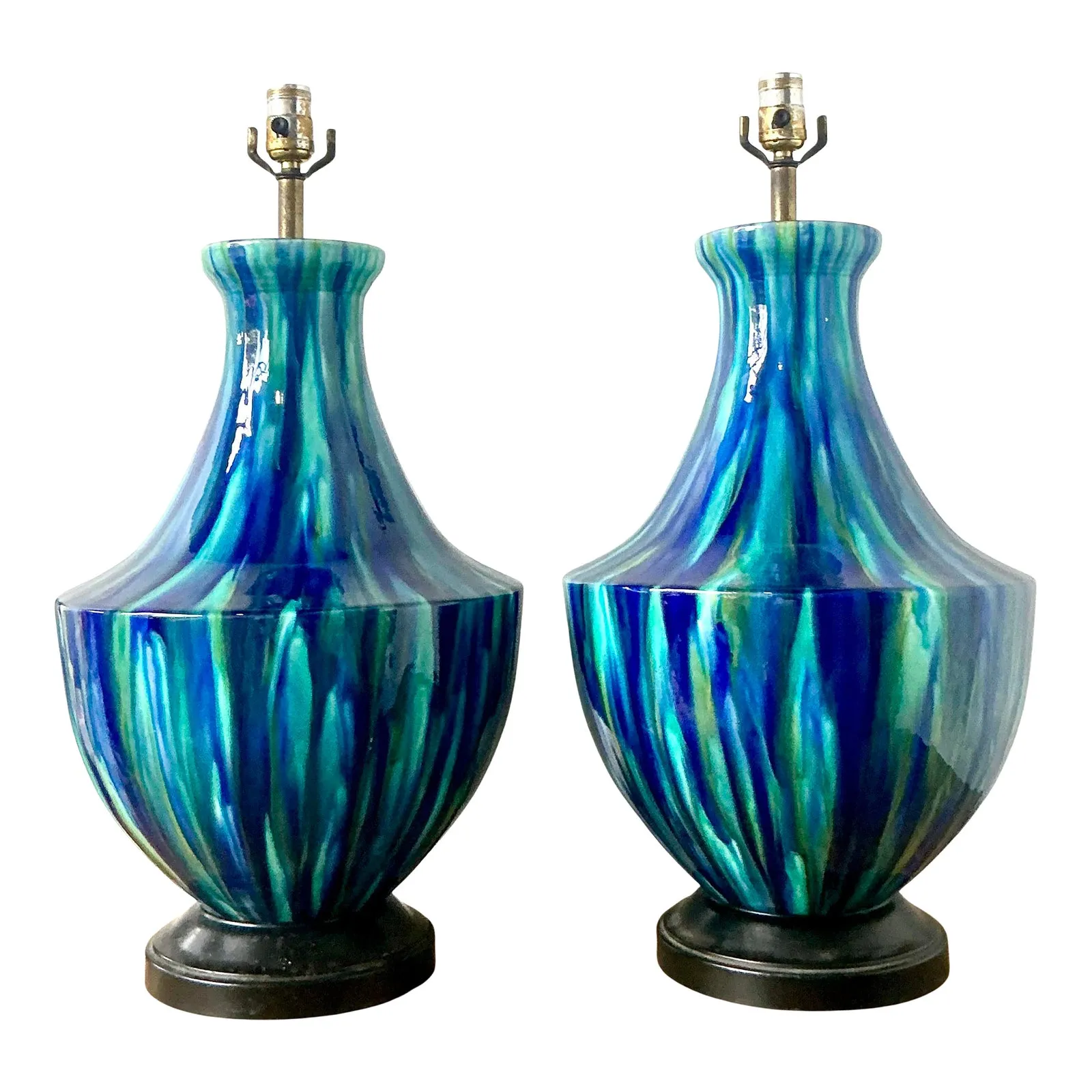 Vintage MCM Drip Glazed Ceramic Lamps - A Pair — additional photo 8