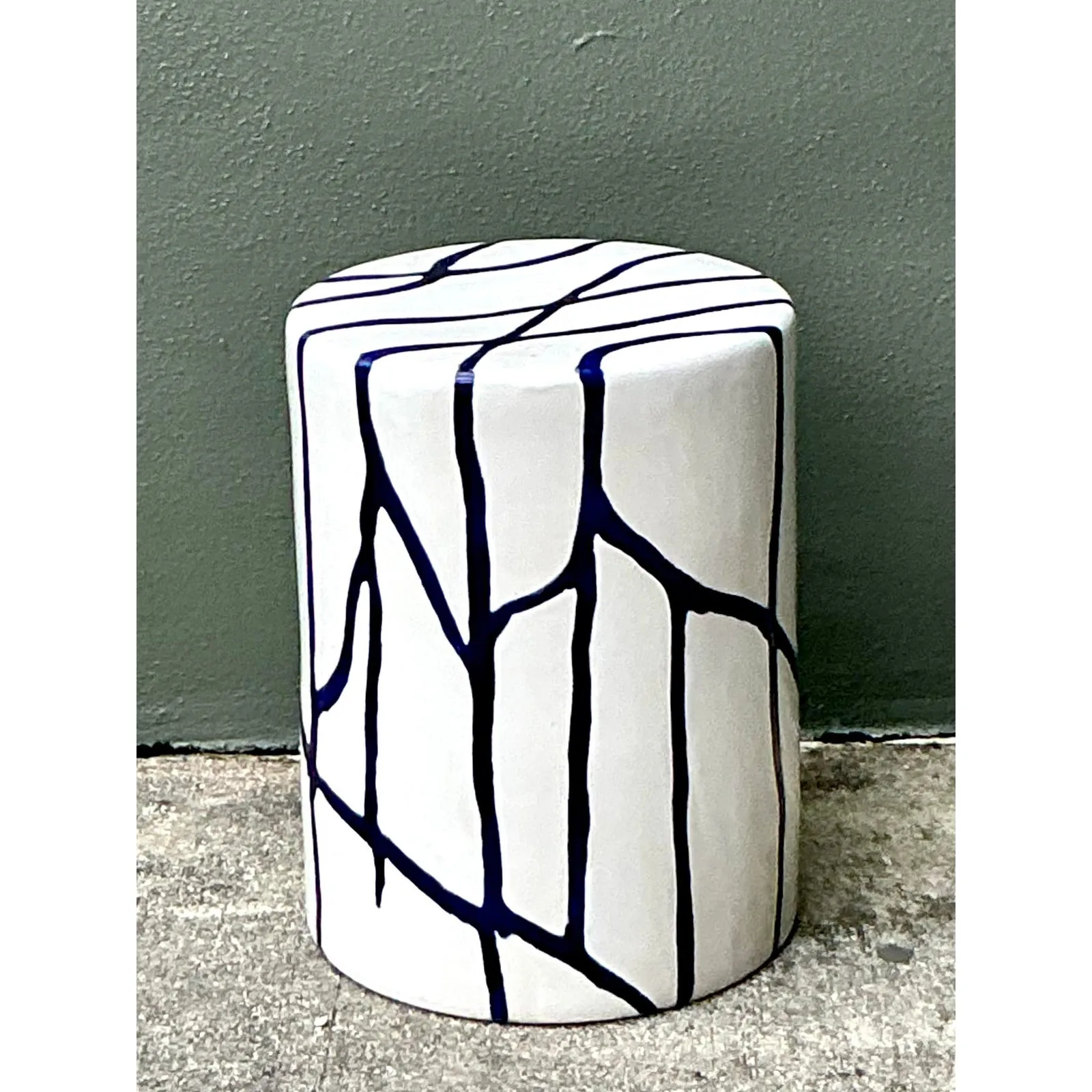 Vintage Boho Glazed Ceramic Low Stool — additional photo 5