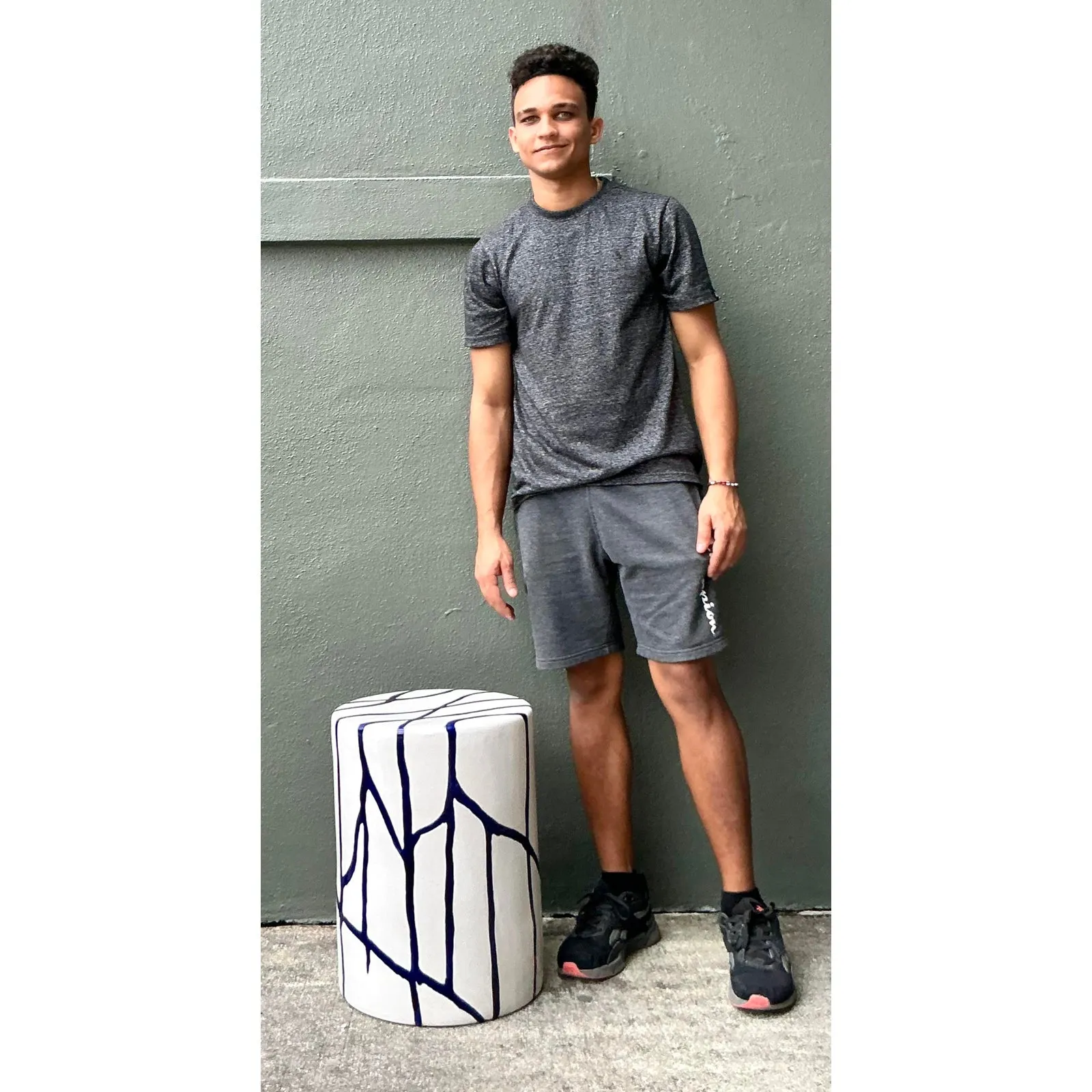 Vintage Boho Glazed Ceramic Low Stool — additional photo 8