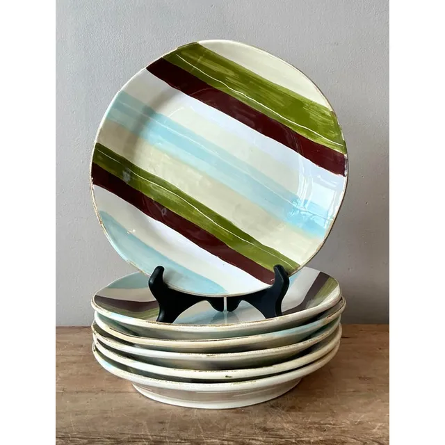 Vintage Italian Vietri Glazed Ceramic Dinner Plates - Set of 6 — additional photo 3
