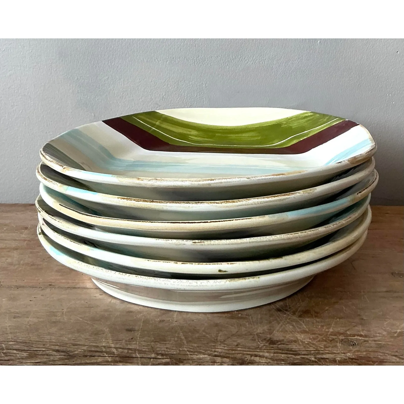 Vintage Italian Vietri Glazed Ceramic Dinner Plates - Set of 6 — additional photo 4