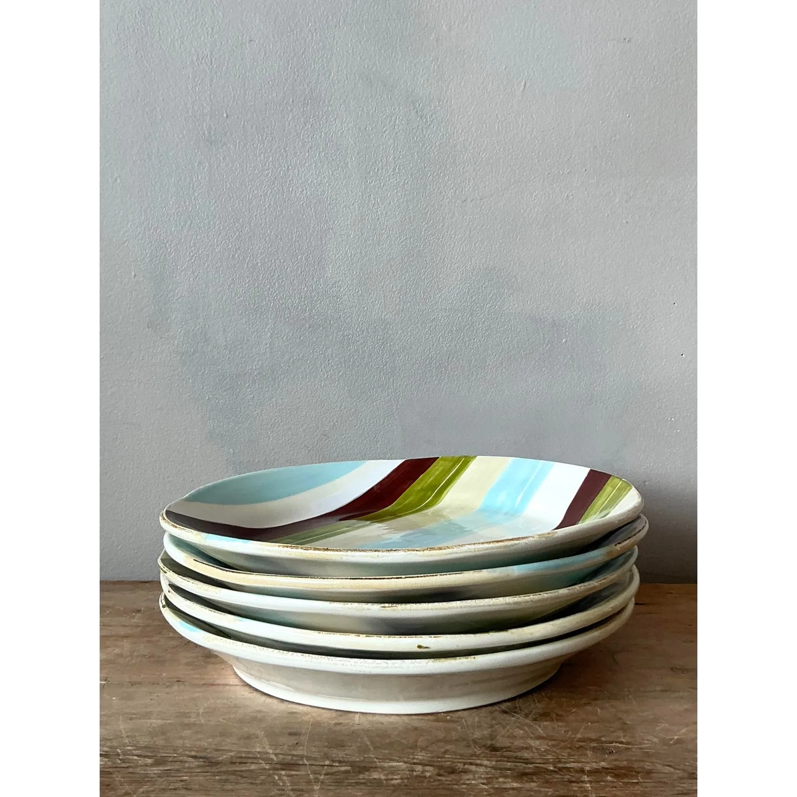 Vintage Italian Vietri Glazed Ceramic Dinner Plates - Set of 6 — additional photo 5