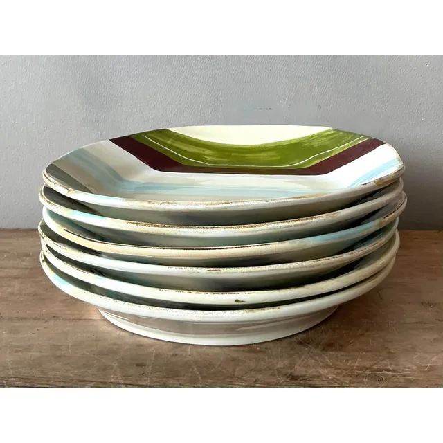 Vintage Italian Vietri Glazed Ceramic Dinner Plates - Set of 6 — additional photo 6
