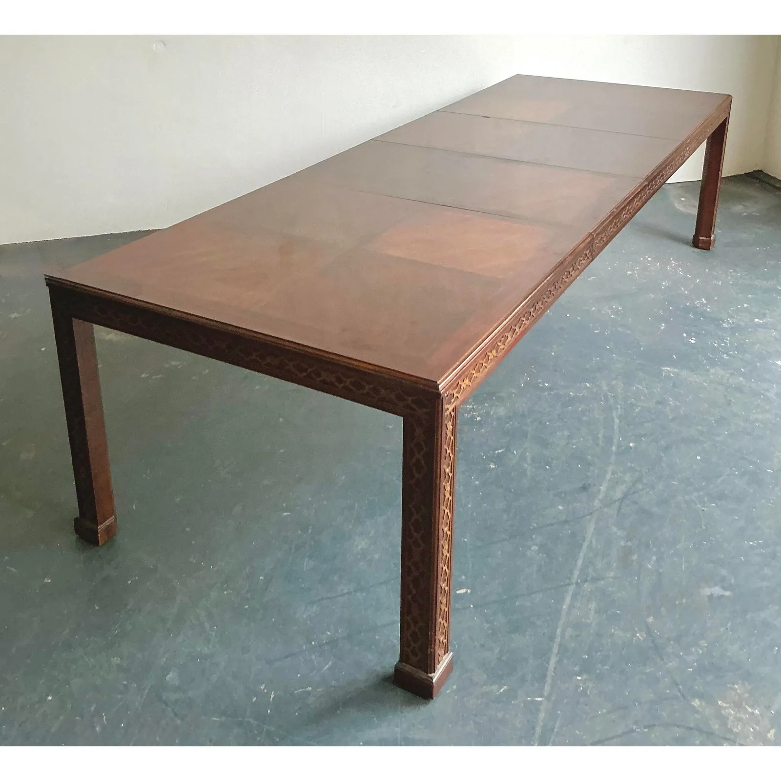 Vintage Boho Henredon Carved Fretwork Extendable Dining Table — additional photo 2