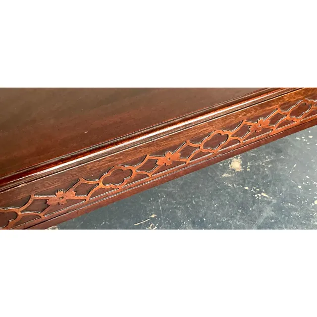 Vintage Boho Henredon Carved Fretwork Extendable Dining Table — additional photo 6
