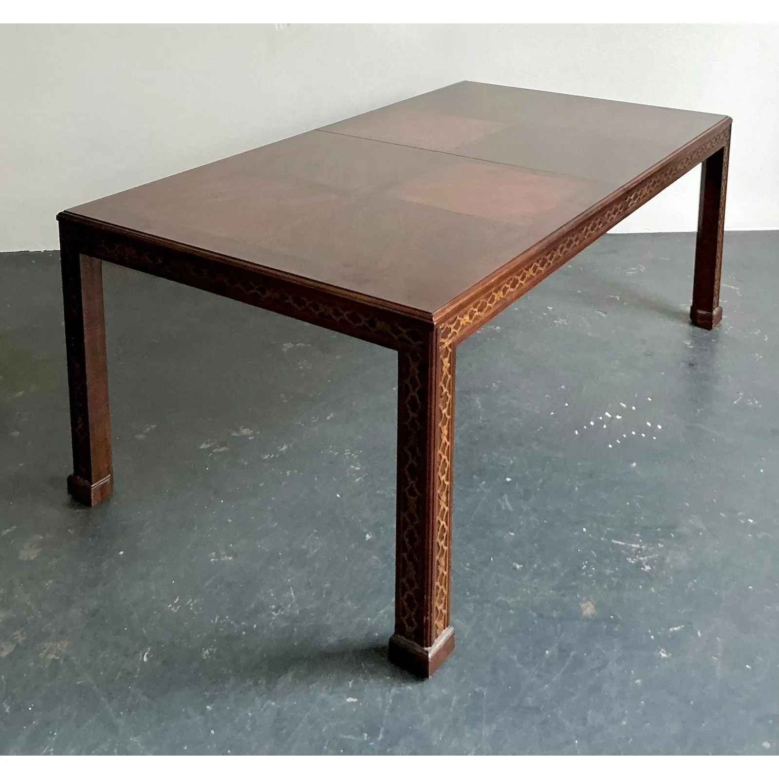 Vintage Boho Henredon Carved Fretwork Extendable Dining Table — additional photo 1