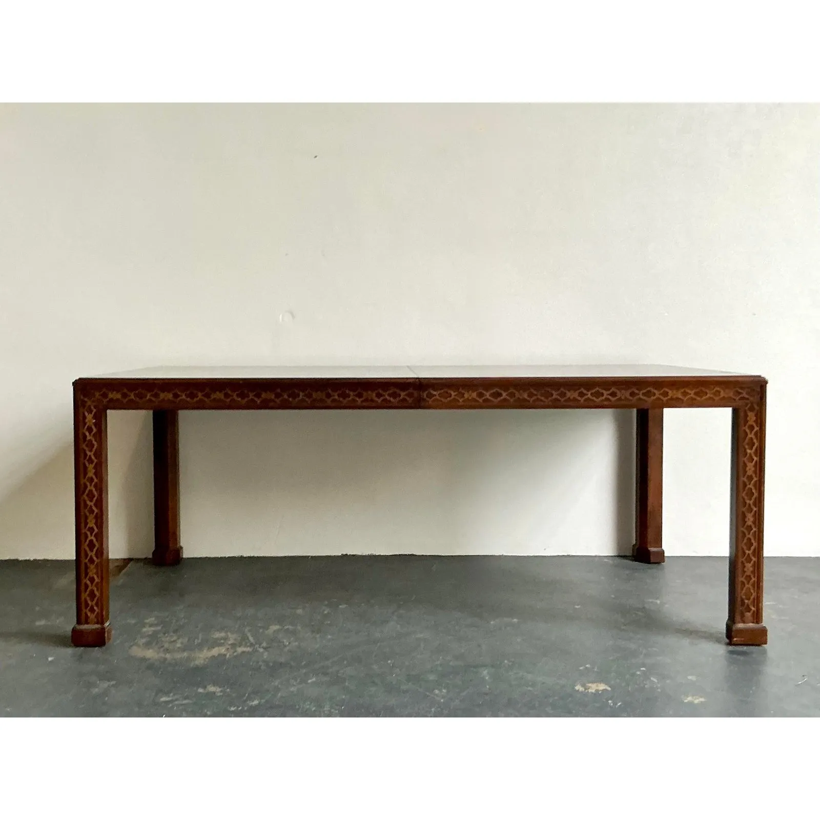 Vintage Boho Henredon Carved Fretwork Extendable Dining Table — additional photo 4