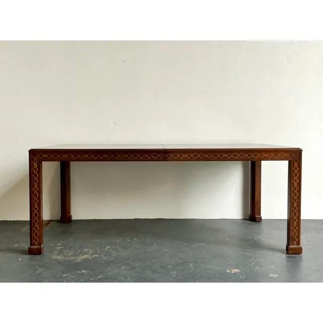 Vintage Boho Henredon Carved Fretwork Extendable Dining Table — additional photo 4