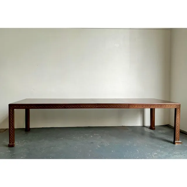 Vintage Boho Henredon Carved Fretwork Extendable Dining Table — additional photo 3