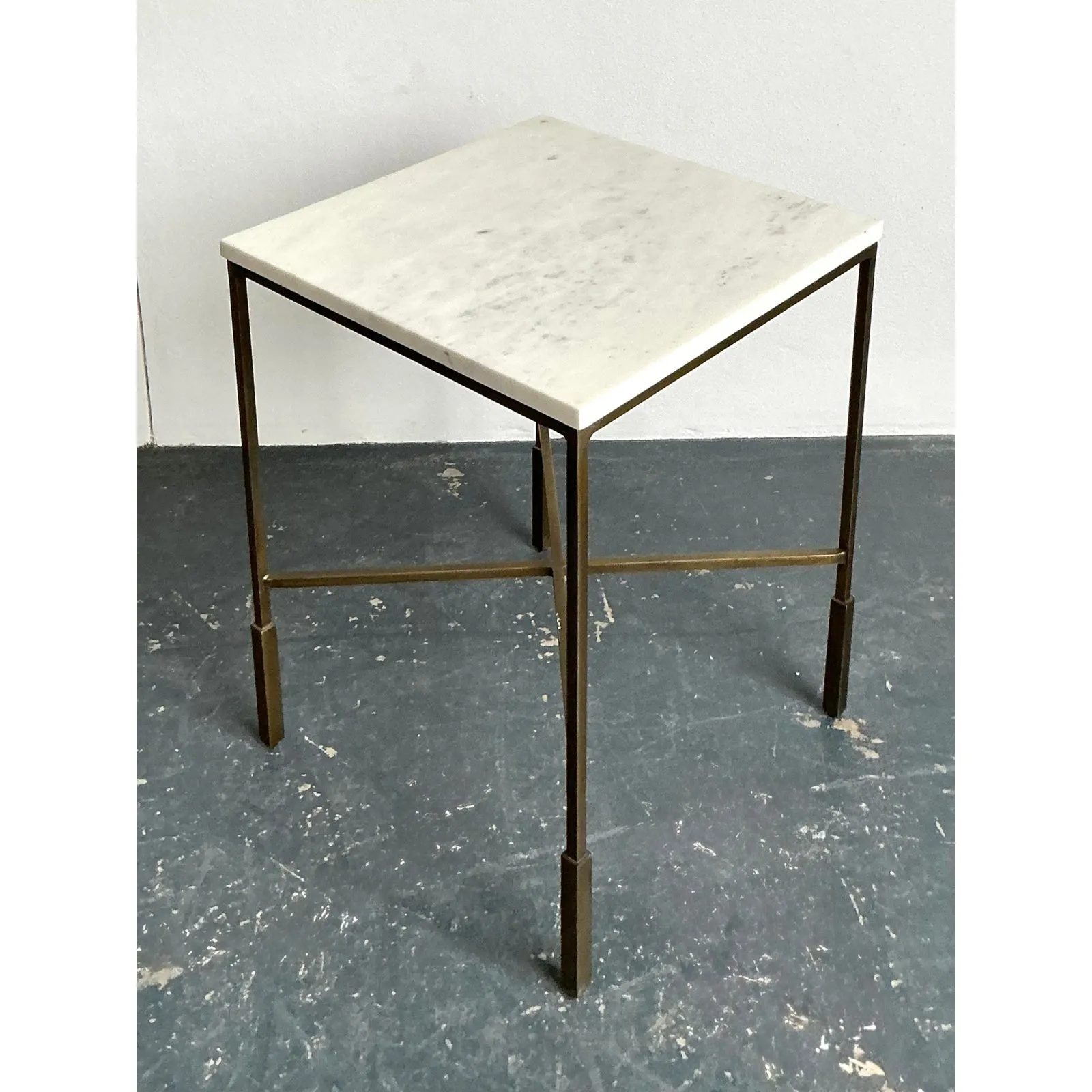 Vintage Boho Mecox Stone Top Side Table — additional photo 2