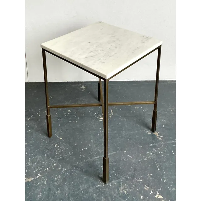 Vintage Boho Mecox Stone Top Side Table — additional photo 2