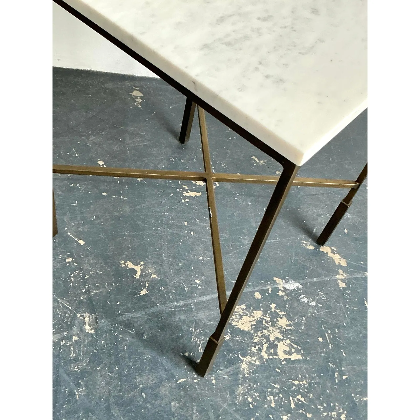 Vintage Boho Mecox Stone Top Side Table — additional photo 4