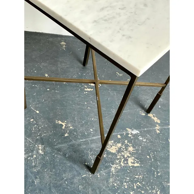 Vintage Boho Mecox Stone Top Side Table — additional photo 4