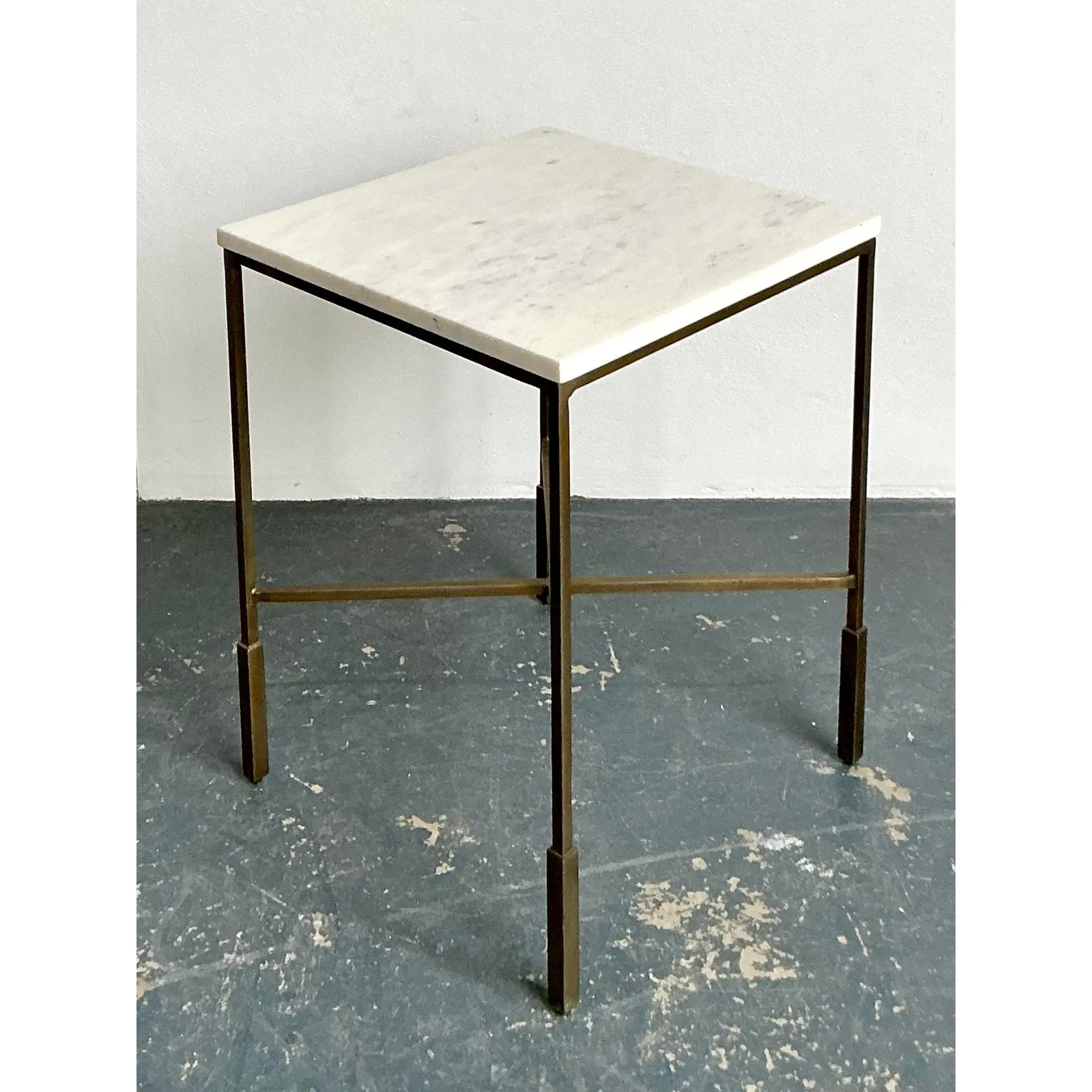 Vintage Boho Mecox Stone Top Side Table — additional photo 6
