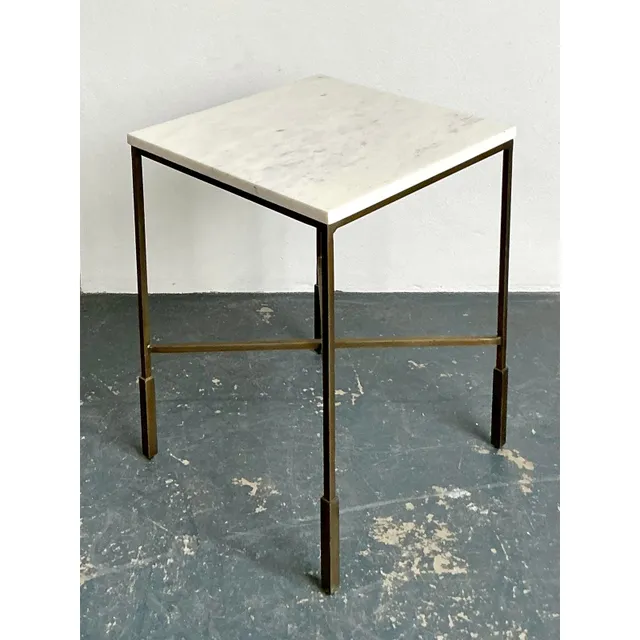 Vintage Boho Mecox Stone Top Side Table — additional photo 6