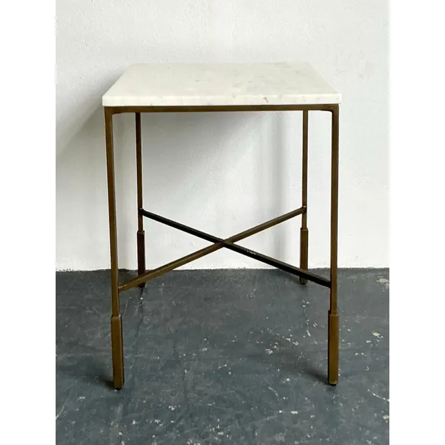 Vintage Boho Mecox Stone Top Side Table — additional photo 7