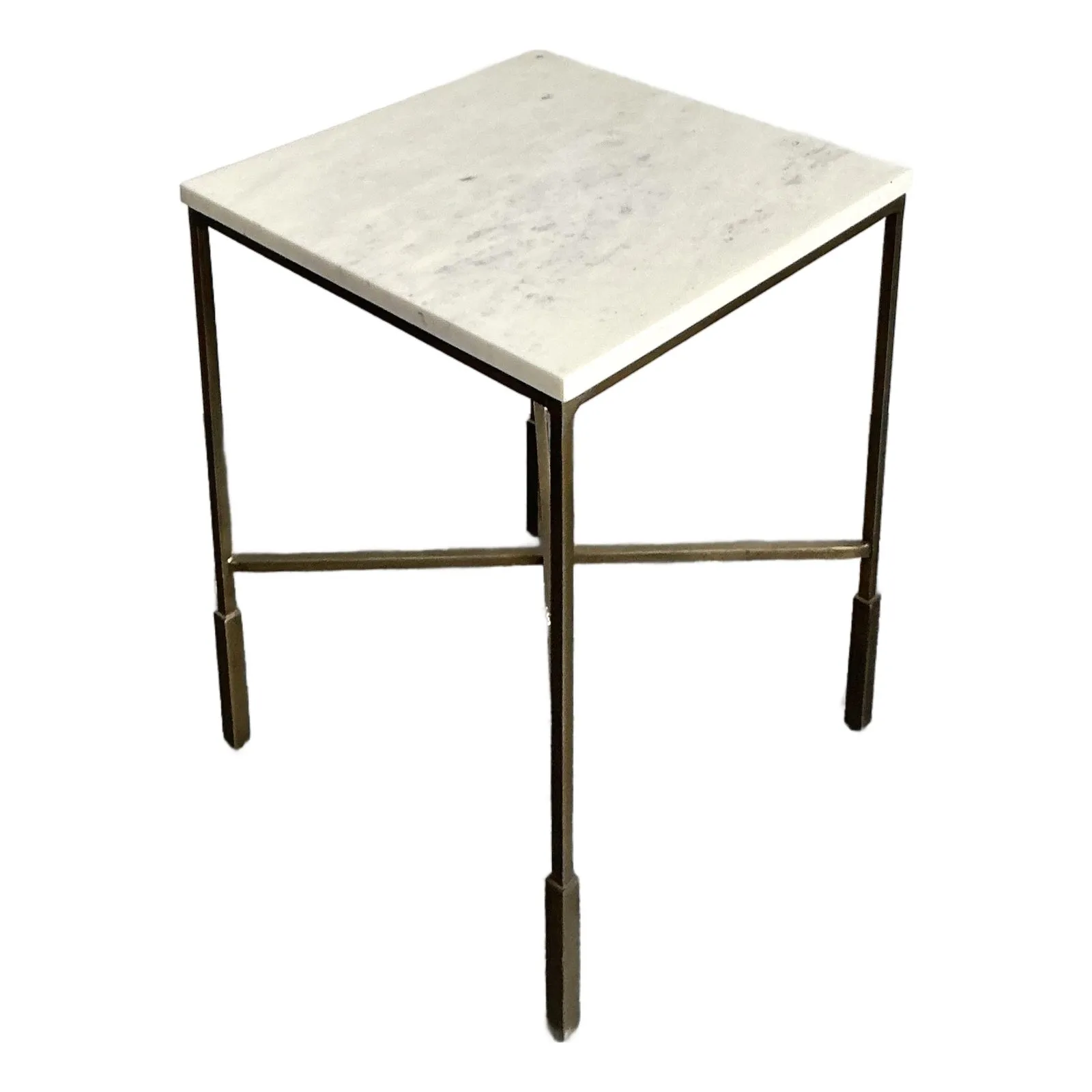 Vintage Boho Mecox Stone Top Side Table — additional photo 1