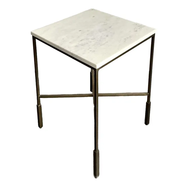 Vintage Boho Mecox Stone Top Side Table — additional photo 1