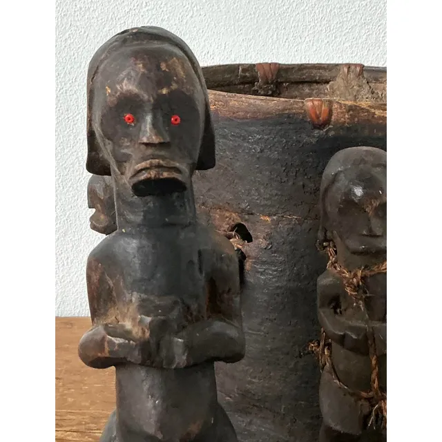 Vintage Boho Carved Figure Tribal Lidded Pot — additional photo 8