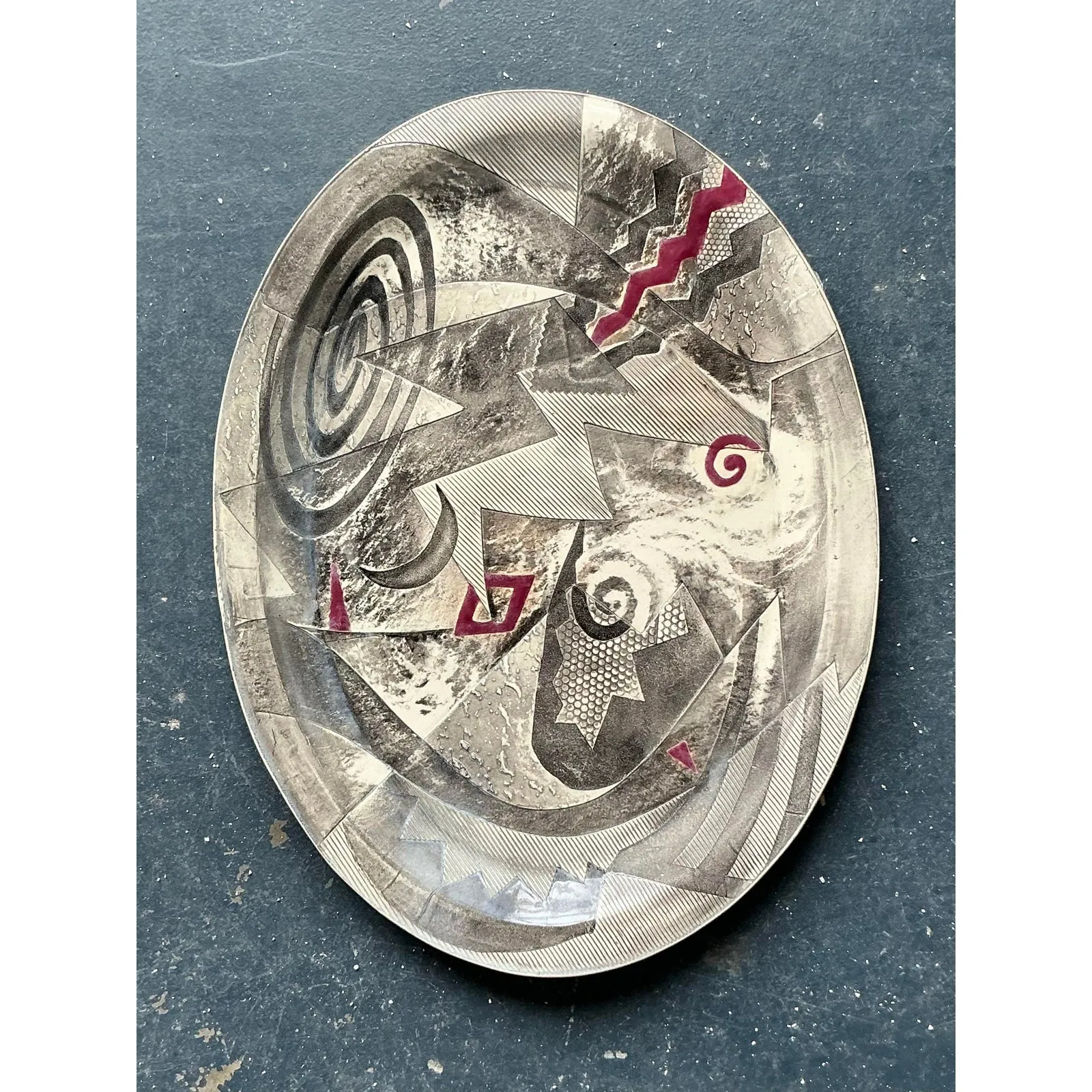 Vintage Postmodern Abstract Original Studio Pottery Tray — additional photo 1
