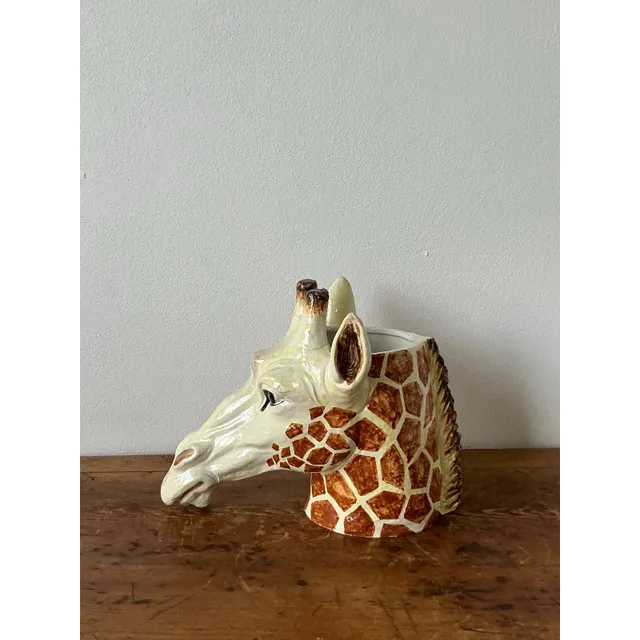 Vintage Italian Glazed Ceramic Giraffe Cache Pot — additional photo 2