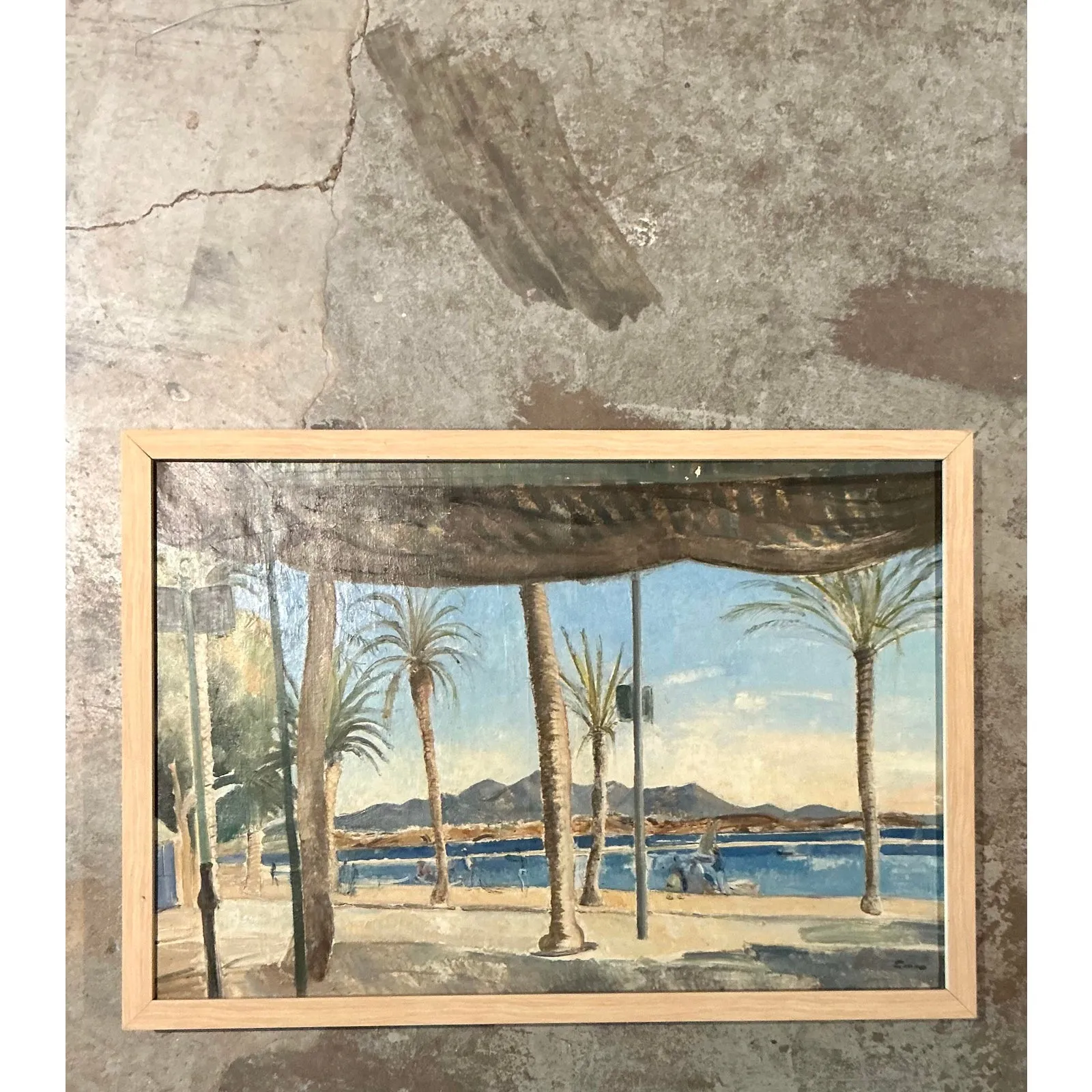 Vintage Boho Original Waterfront Oil on Canvas — additional photo 3