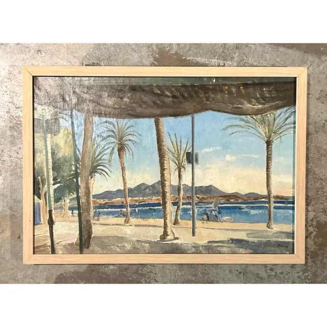 Vintage Boho Original Waterfront Oil on Canvas — additional photo 2