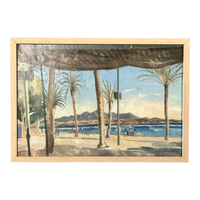 Vintage Boho Original Waterfront Oil on Canvas — additional photo 1