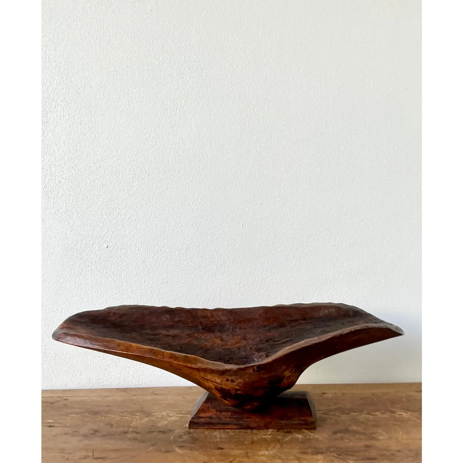 Vintage Boho Carved Biomorphic Wood Bowl — additional photo 4