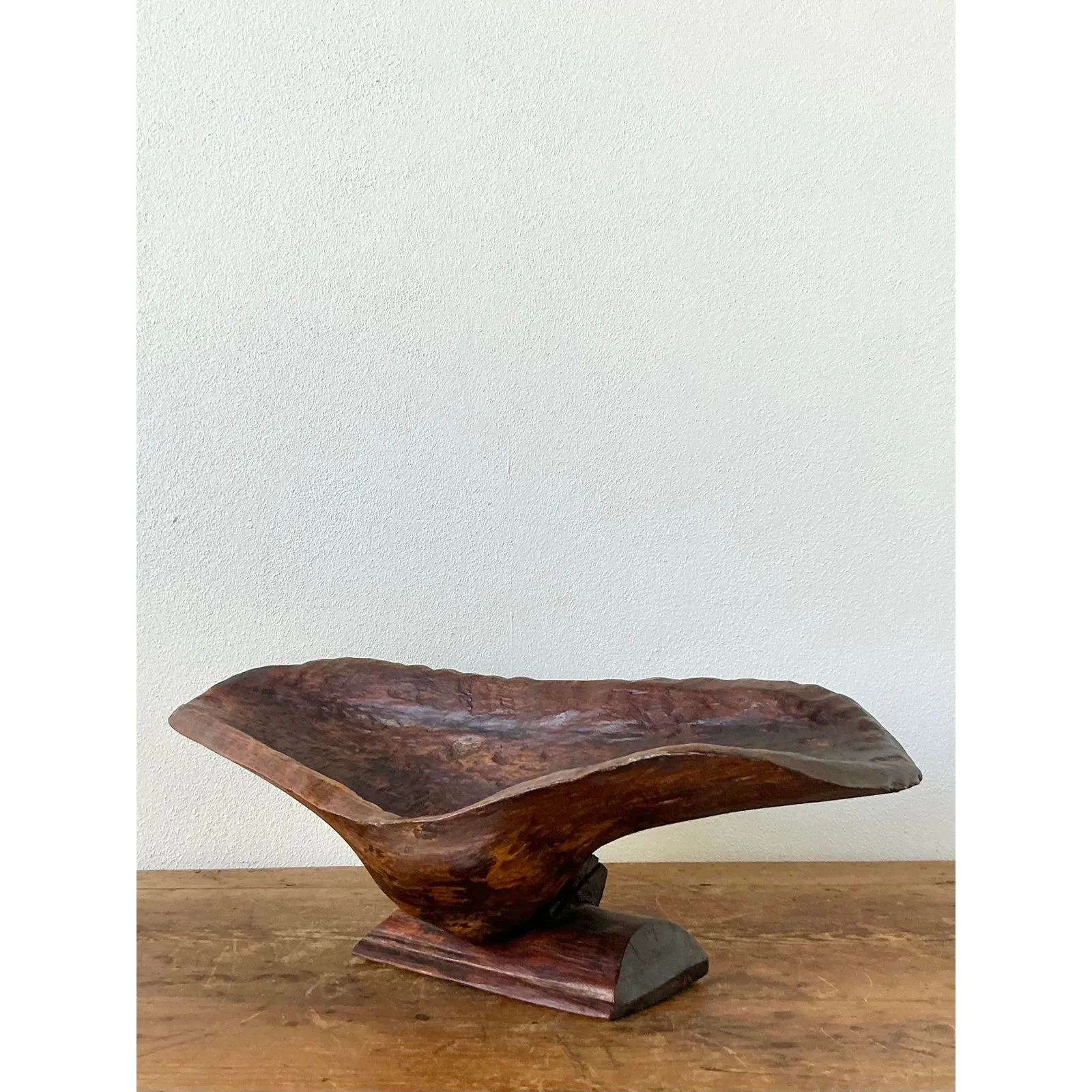 Vintage Boho Carved Biomorphic Wood Bowl — additional photo 7