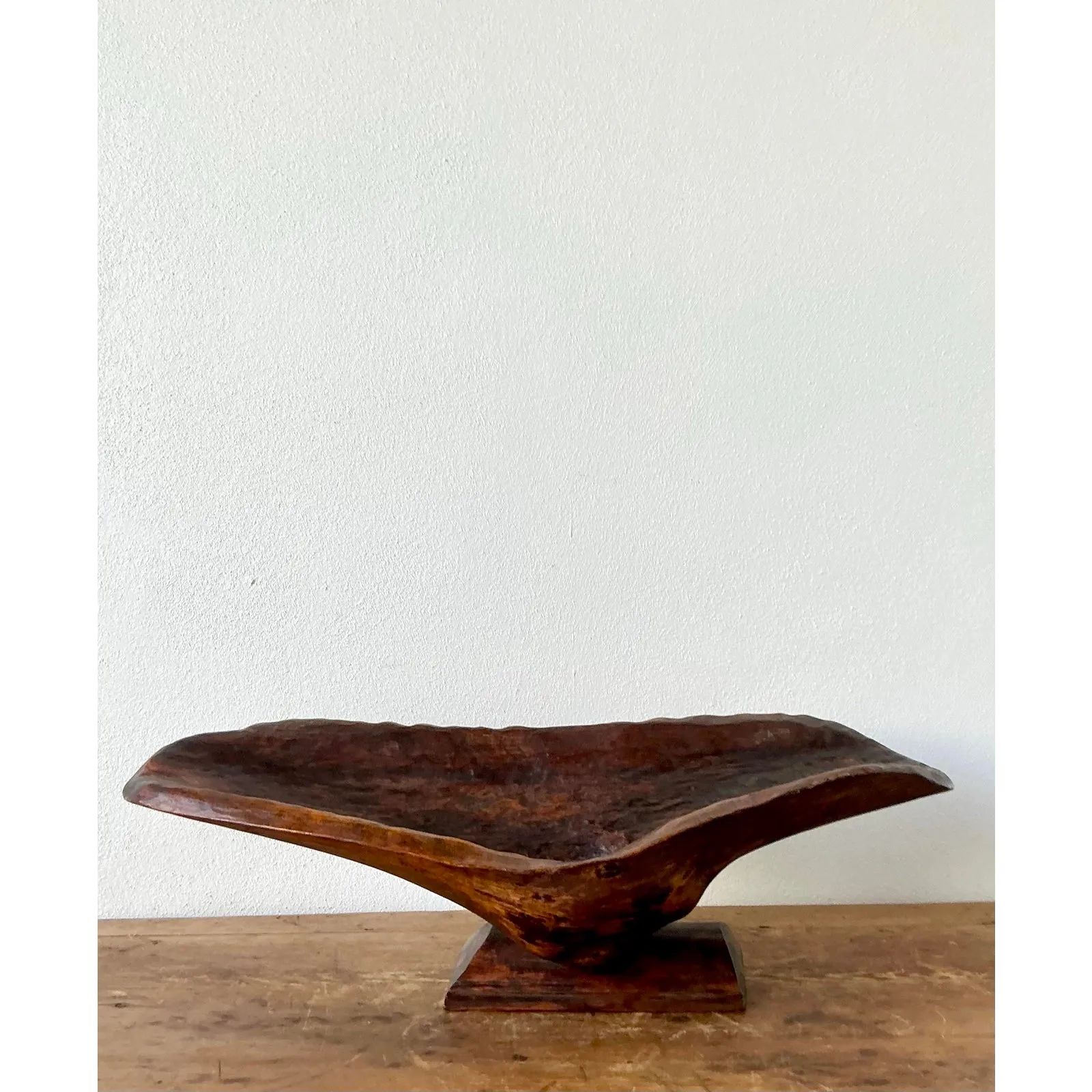 Vintage Boho Carved Biomorphic Wood Bowl — additional photo 8