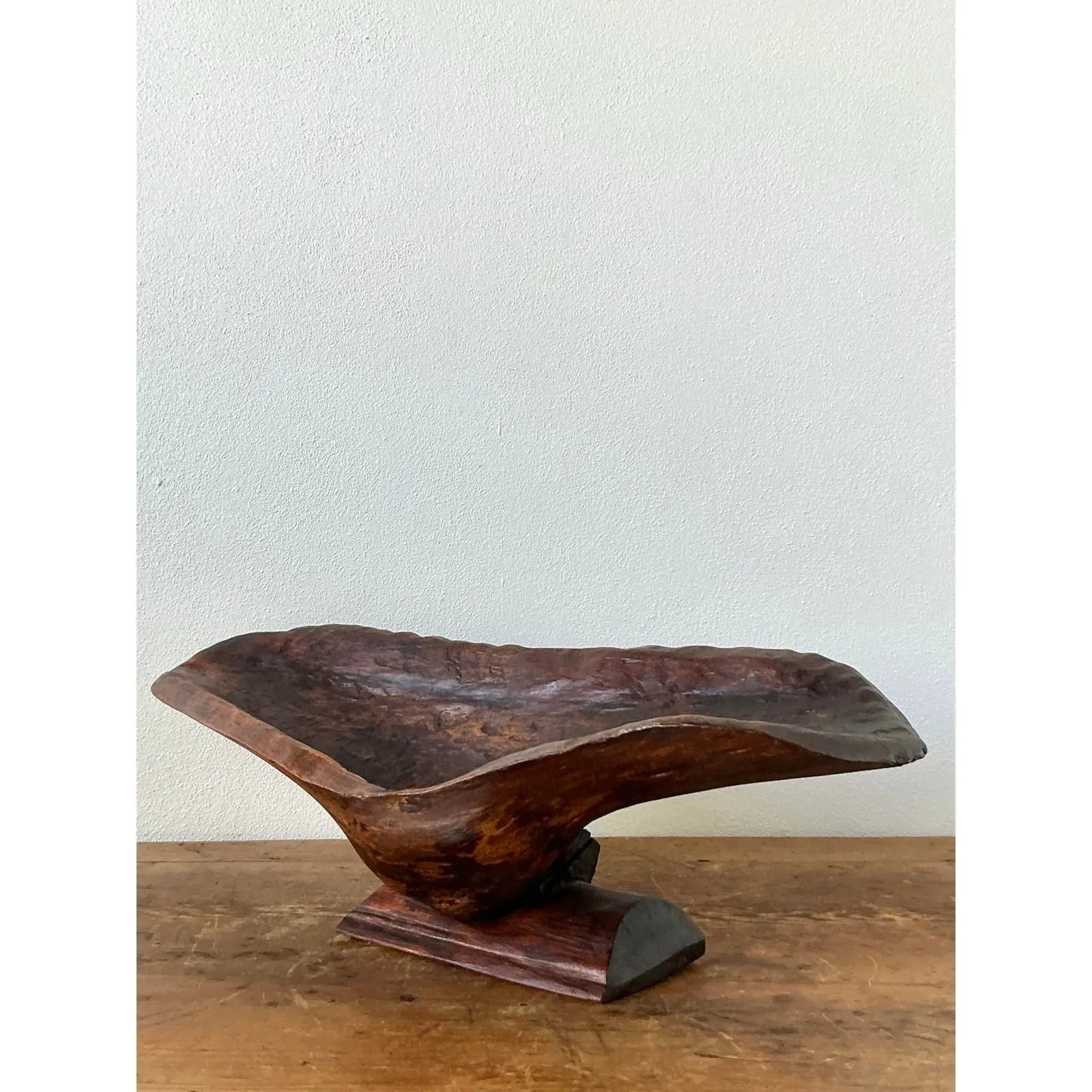 Vintage Boho Carved Biomorphic Wood Bowl — additional photo 6